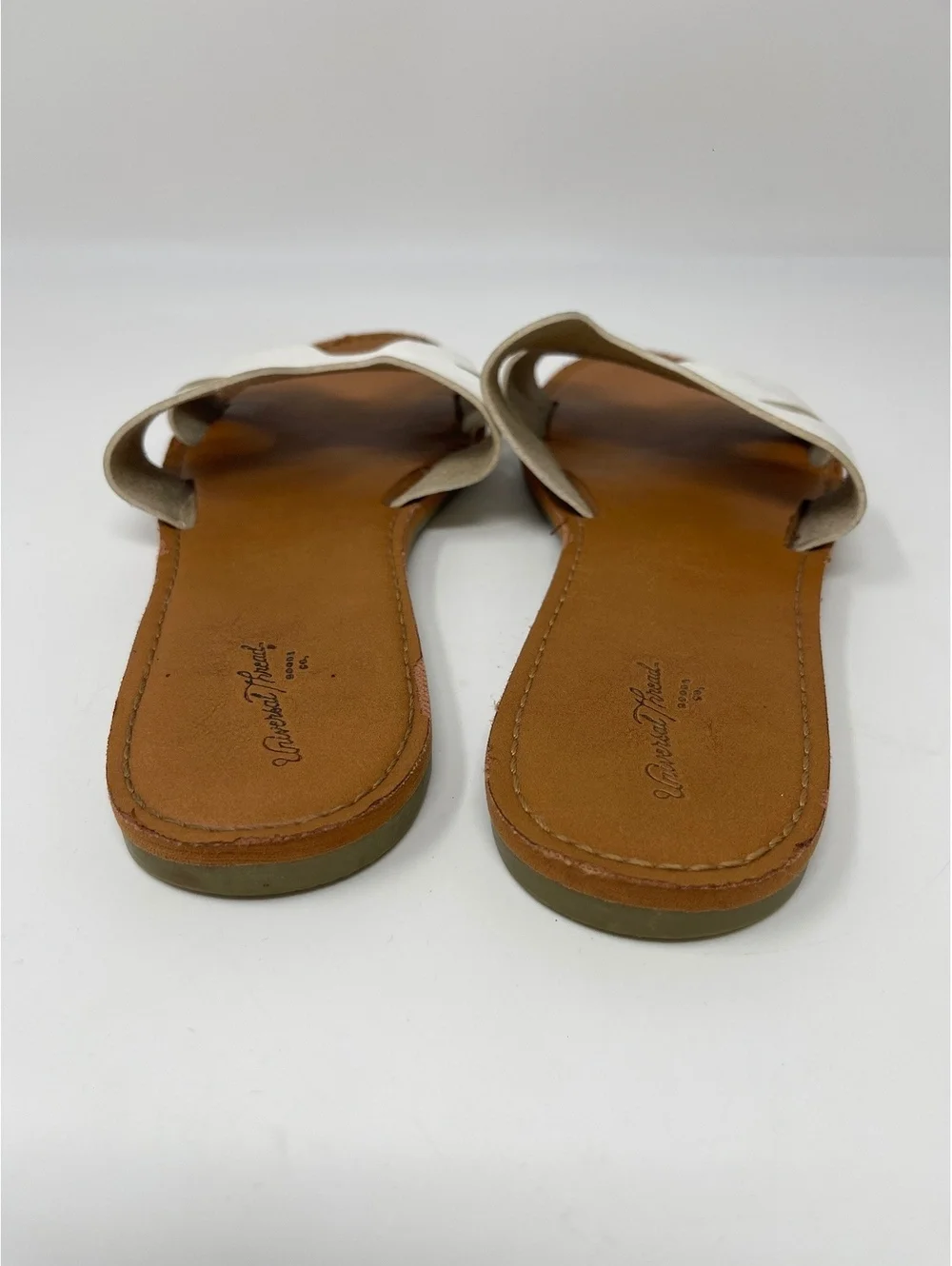 Universal Thread Womens White H Band Cutout Slide Sandals Flat Shoes Size 9.5